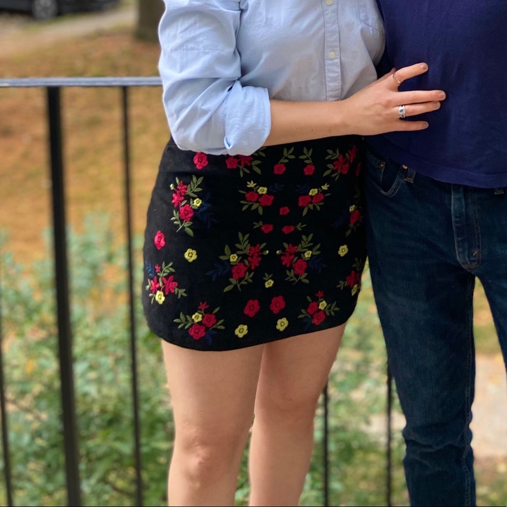Floral Embroidered Mini Skirt